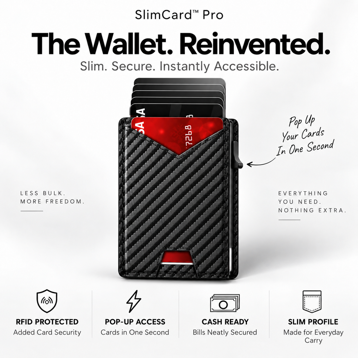 SlimCard™ Pro — RFID Pop-Up Wallet