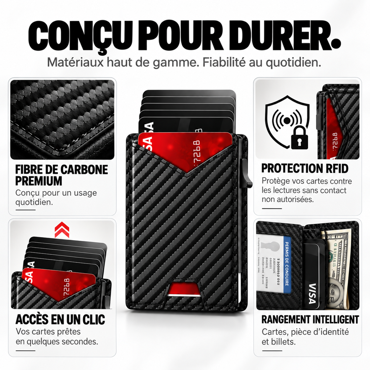 SlimCard™ Pro — Portefeuille Pop-Up Anti-RFID
