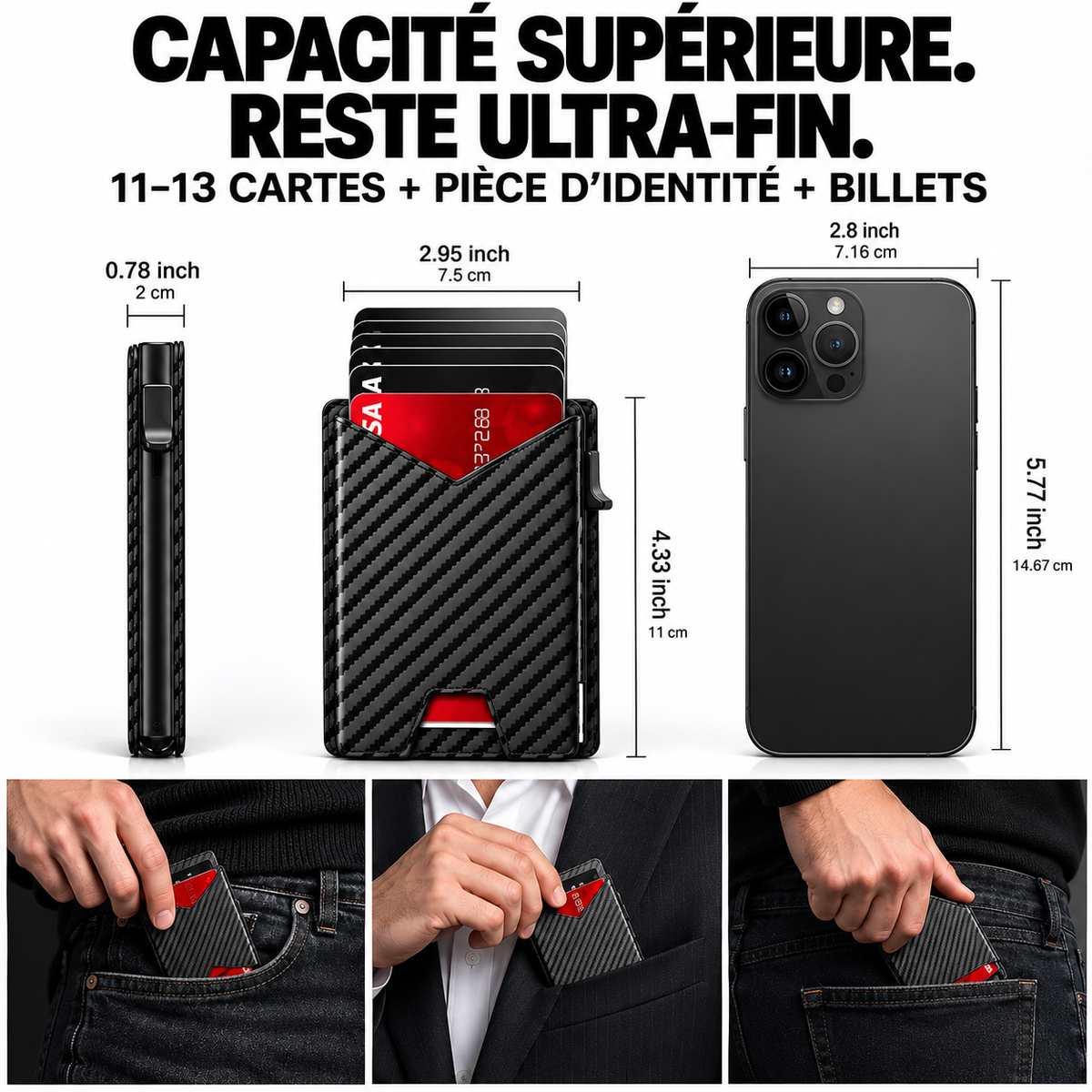 SlimCard™ Pro — Portefeuille Pop-Up Anti-RFID