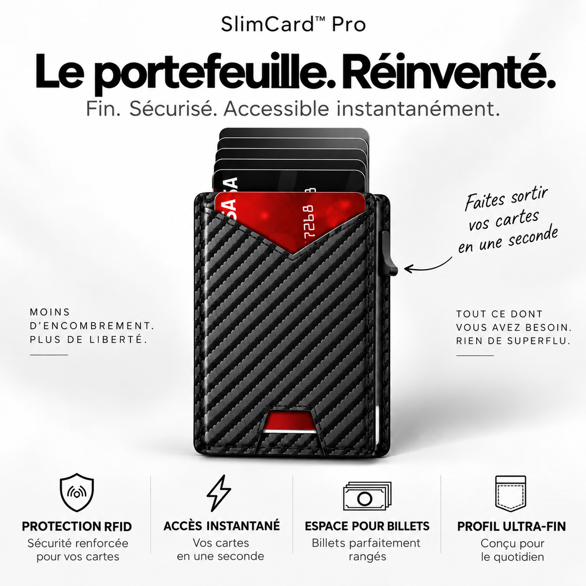 SlimCard™ Pro — Portefeuille Pop-Up Anti-RFID