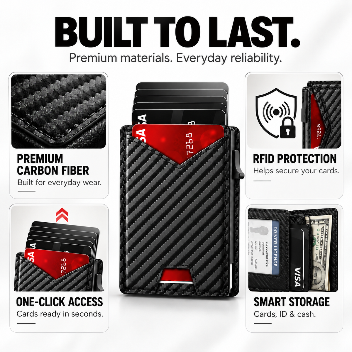 SlimCard™ Pro — RFID Pop-Up Wallet